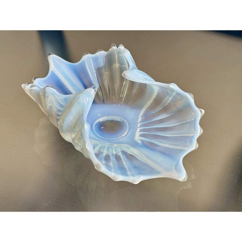 Vintage Fostoria Heirloom White Opalescent Hand-blown Stretch Centerpiece Bowl